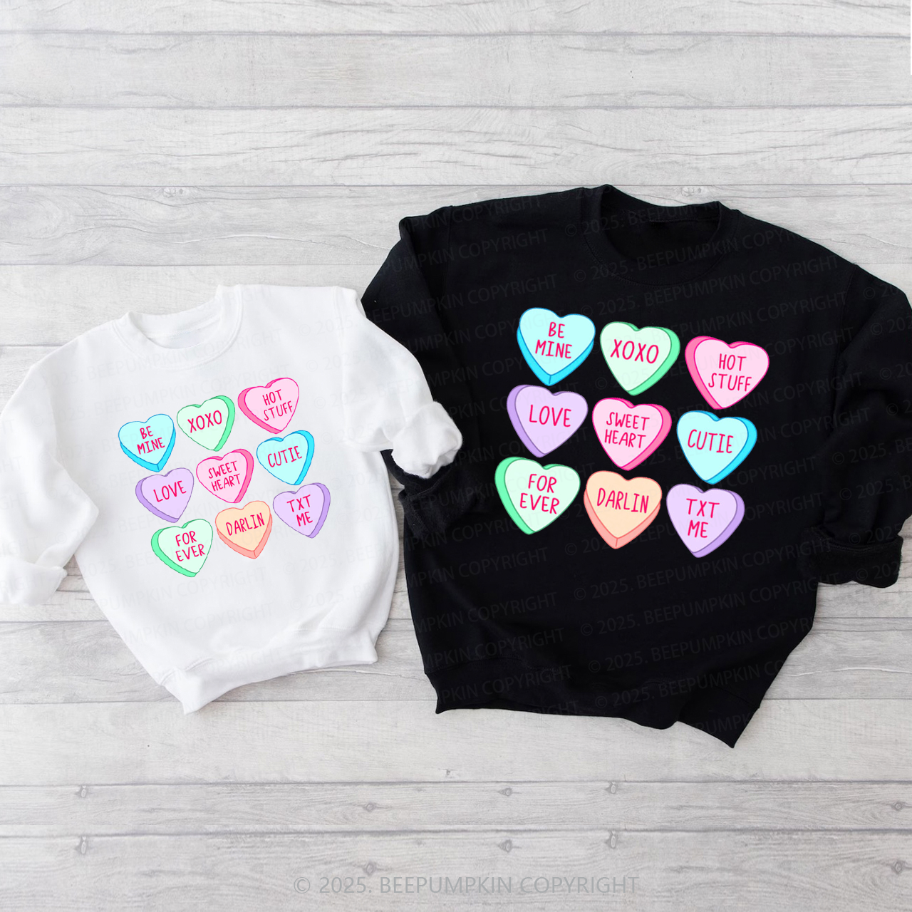 Candy Hearts Valentines Day Gift Sweetheart Matching Sweatshirts