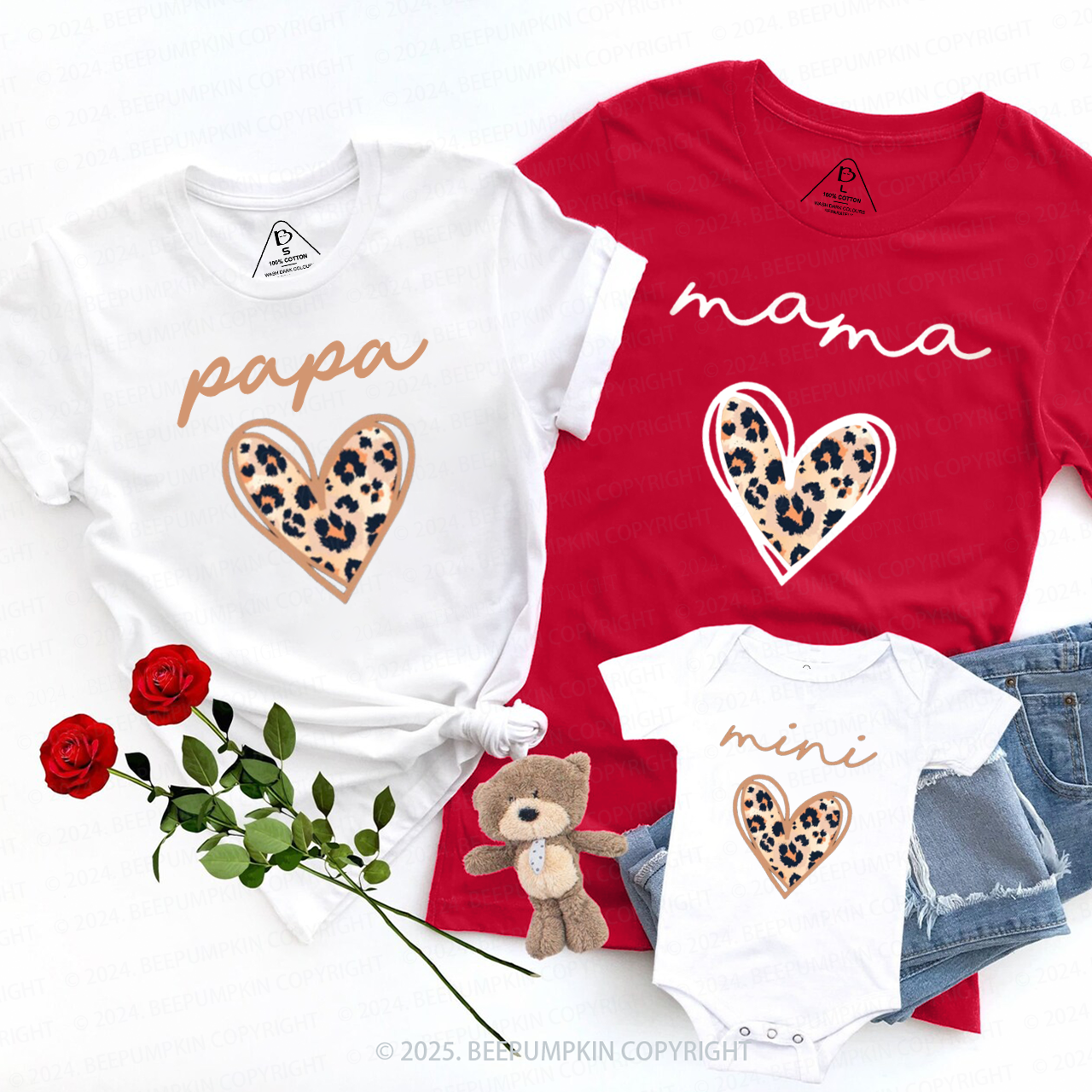 Leopard Heart Family Matching Valentine's Shirts