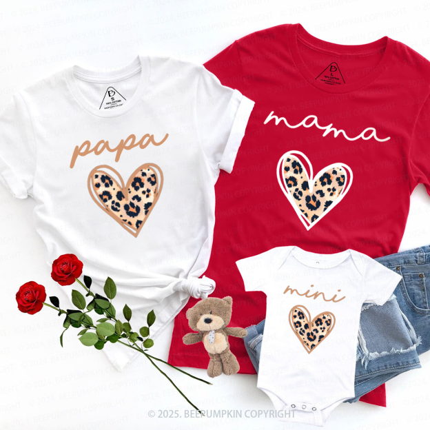 Leopard Heart Family Matching Valentine's Shirts