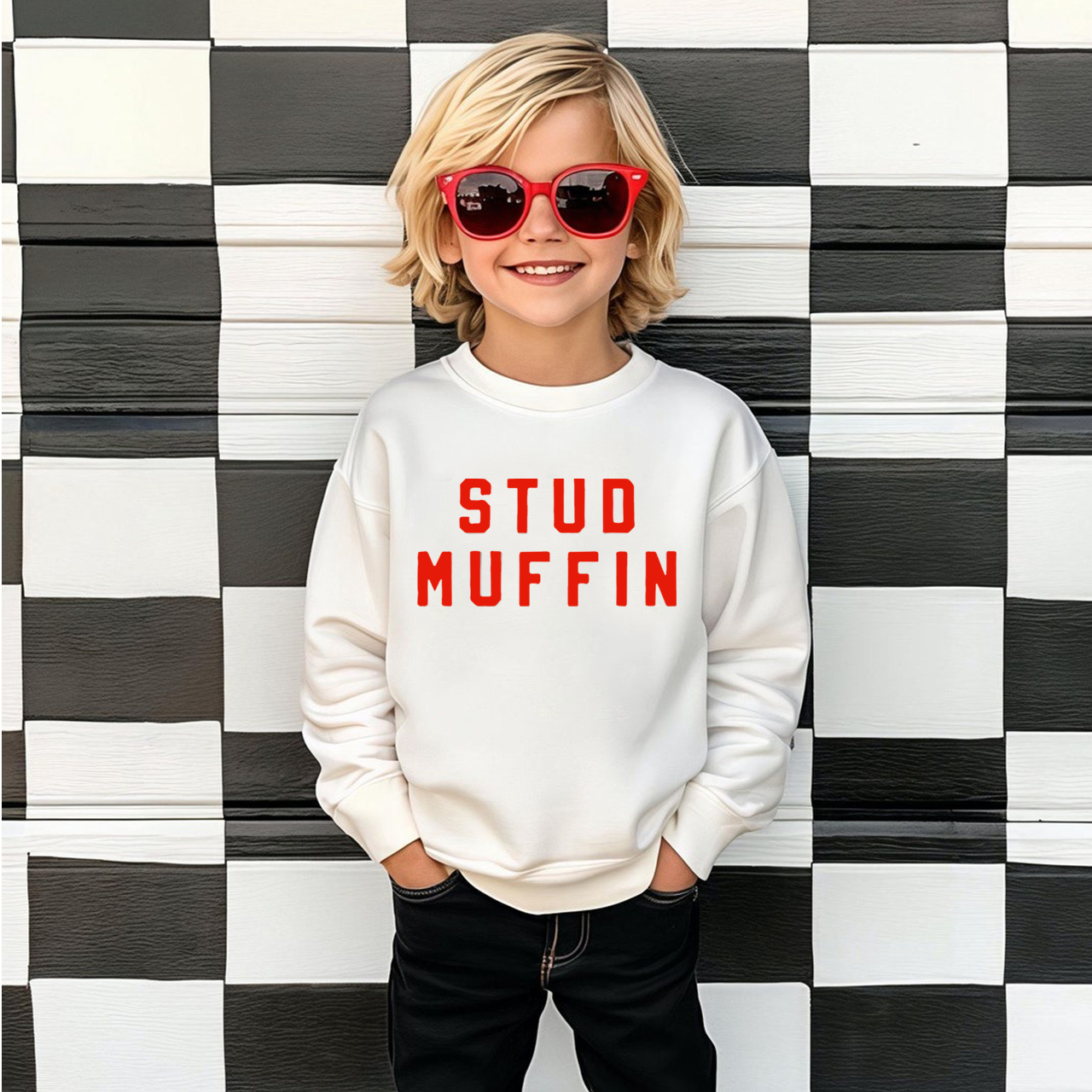 Stud Muffin Valentines Day Kids Sweatshirt