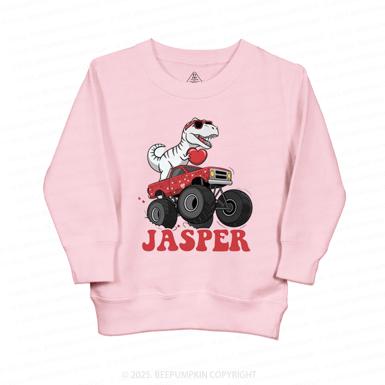 Personalized Dinosaur Valentines Kids Sweatshirt