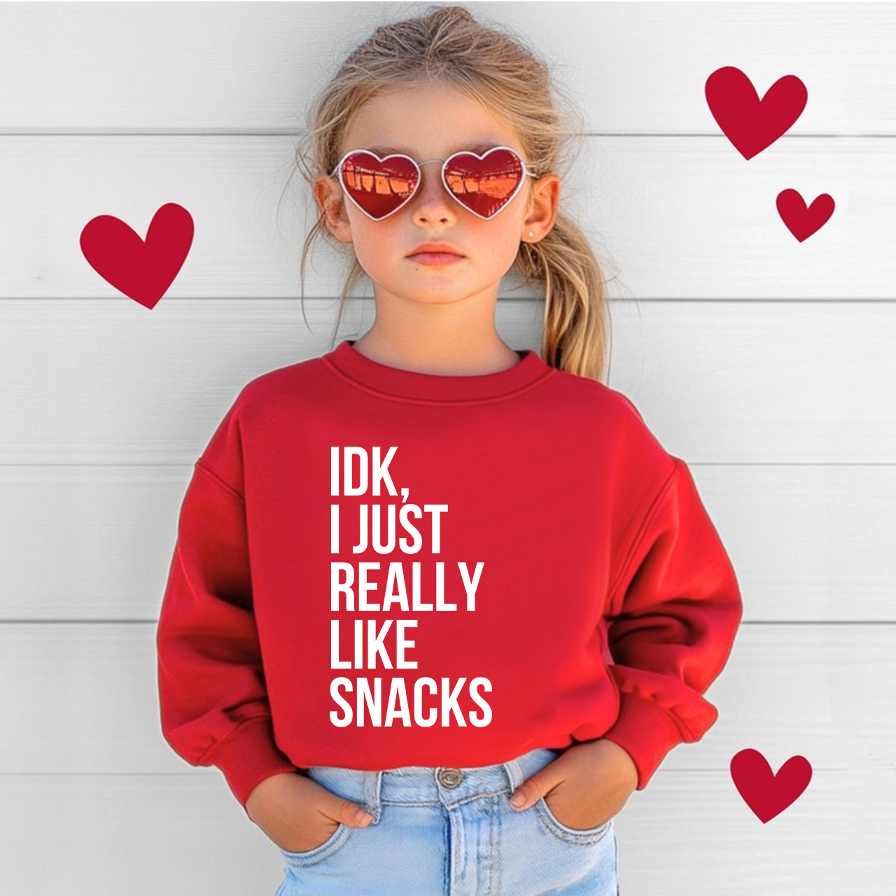 IDK I Just Really Like Snacks Kids Sweatshirt