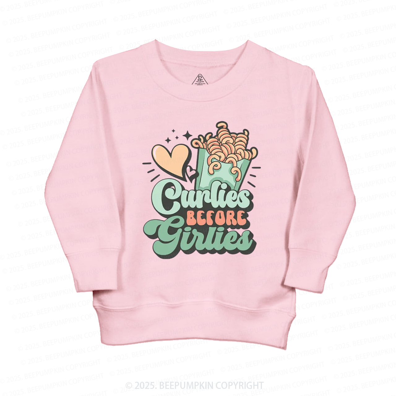 Curlies Before Girlies Valentine's Day Kid's Sweatshirt