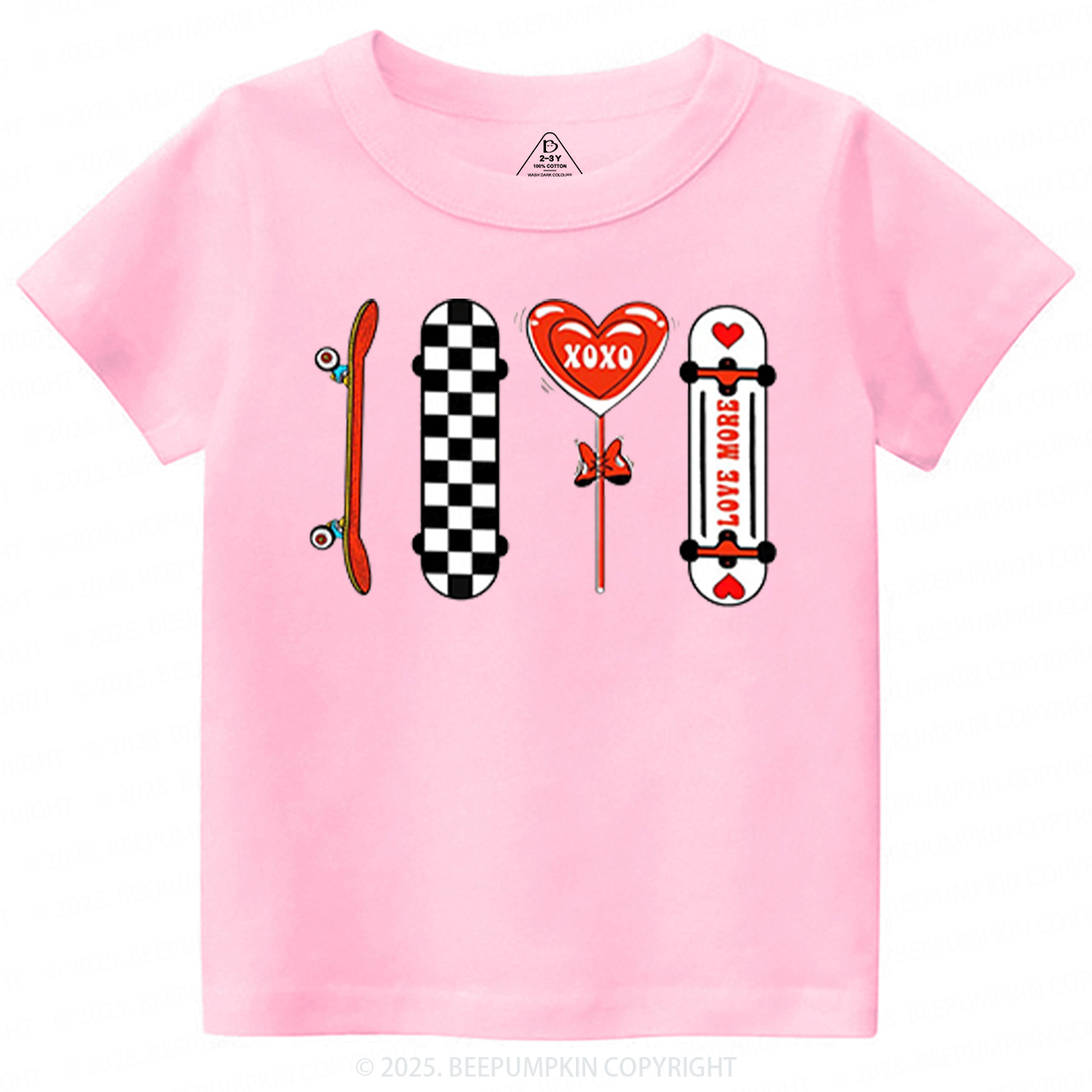 Skateboard Valentine's Day Toddler&Kid's Tees Beepumpkin