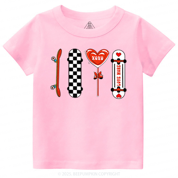 Skateboard Valentine's Day Toddler&Kid's Tees Beepumpkin