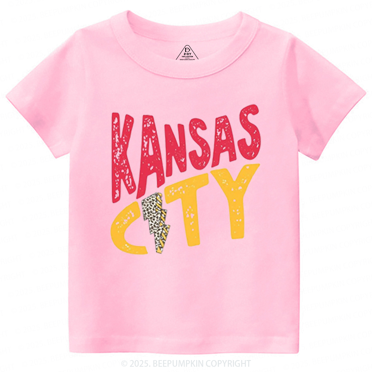KC Leopard Lightning Football Toddler&Kid's Tees Beepumpkin