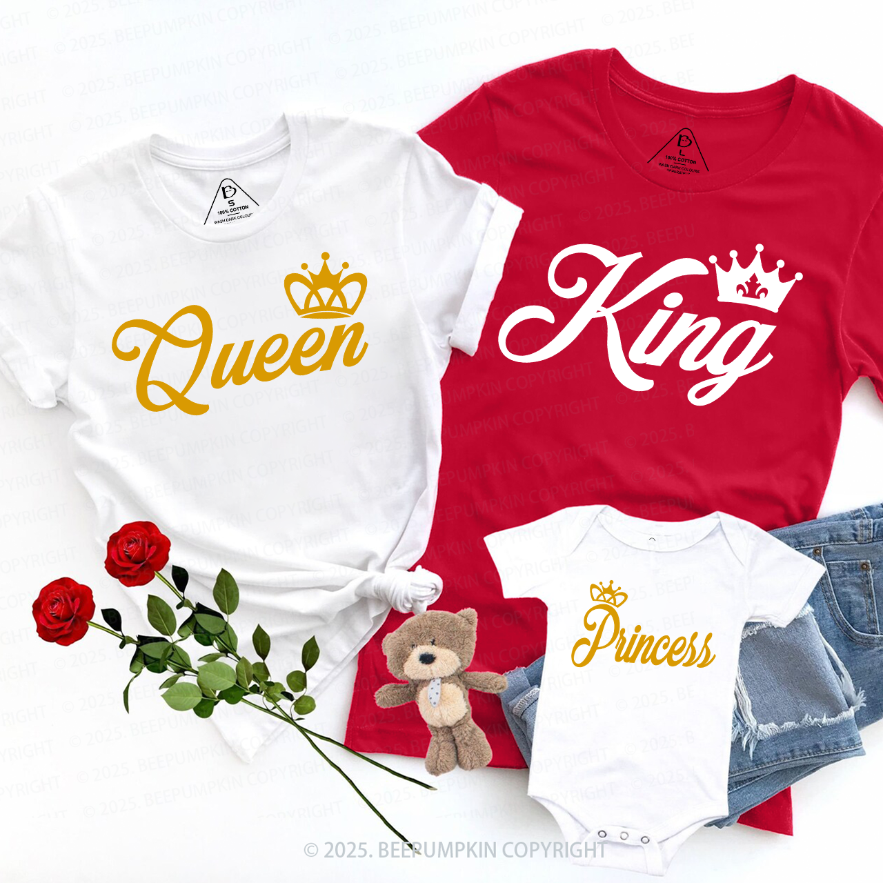 King&Queen Fancy Valentine Family Matching Shirts