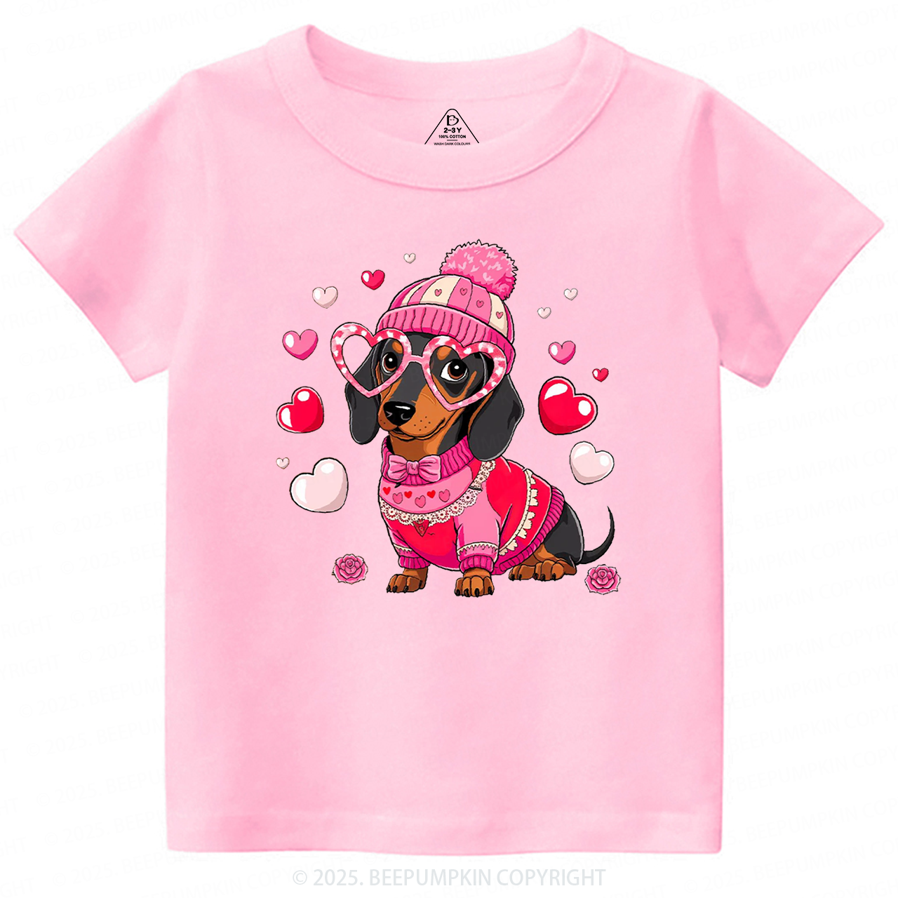 Dachshund Dog Valentine's Day Toddler&Kid's Tees Beepumpkin