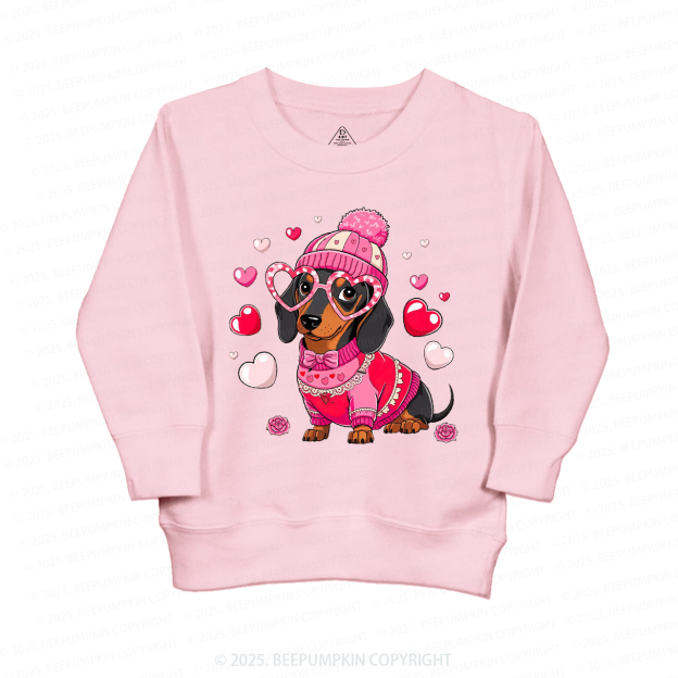 Dachshund Dog Valentine's Day Kid's Sweatshirt