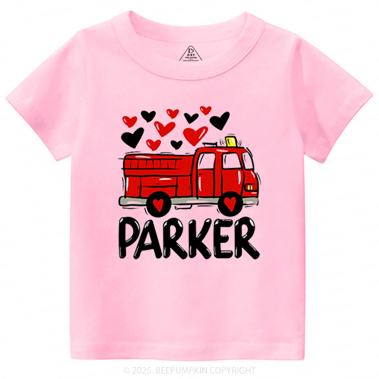 Fire Truck Valentine's Day Toddler&Kid's Tees Beepumpkin