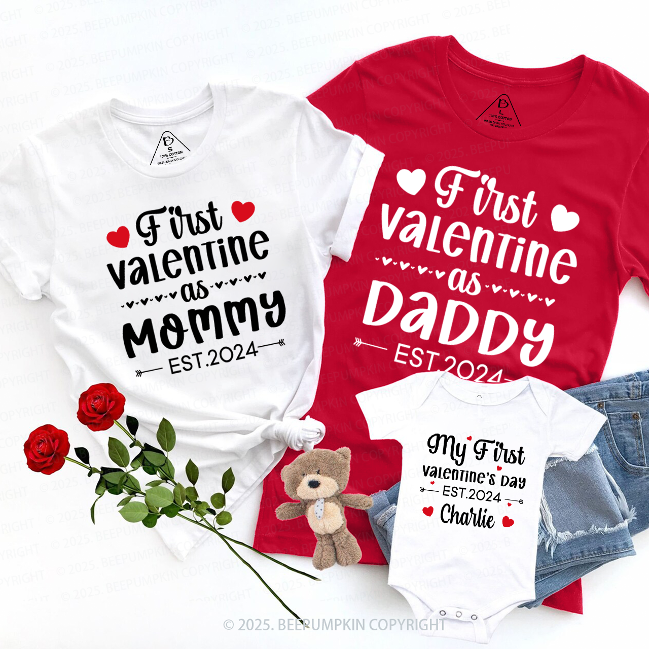 First Time As Valentine's Family Matching Shirts