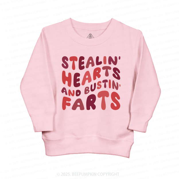 Stealin Hearts And Bustin Farts Valentine's Day Kid's Sweatshirt
