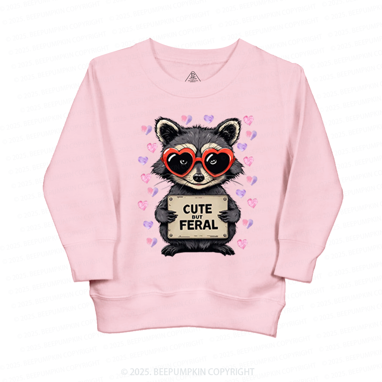 Cute But Feral Valentine's Day Kid's Sweatshirt 2