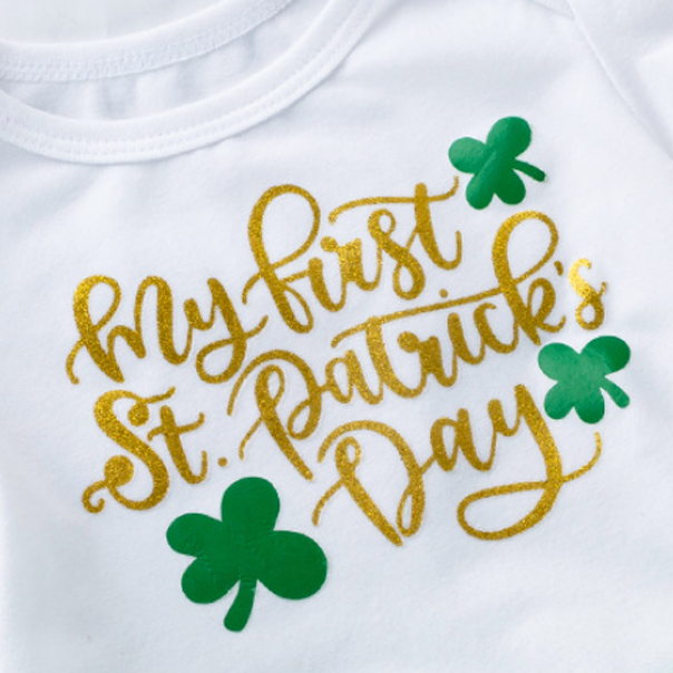 Alphabet Four Leaf Clover St.Patrick's Day Kid's Jumpsuit Headdress Set