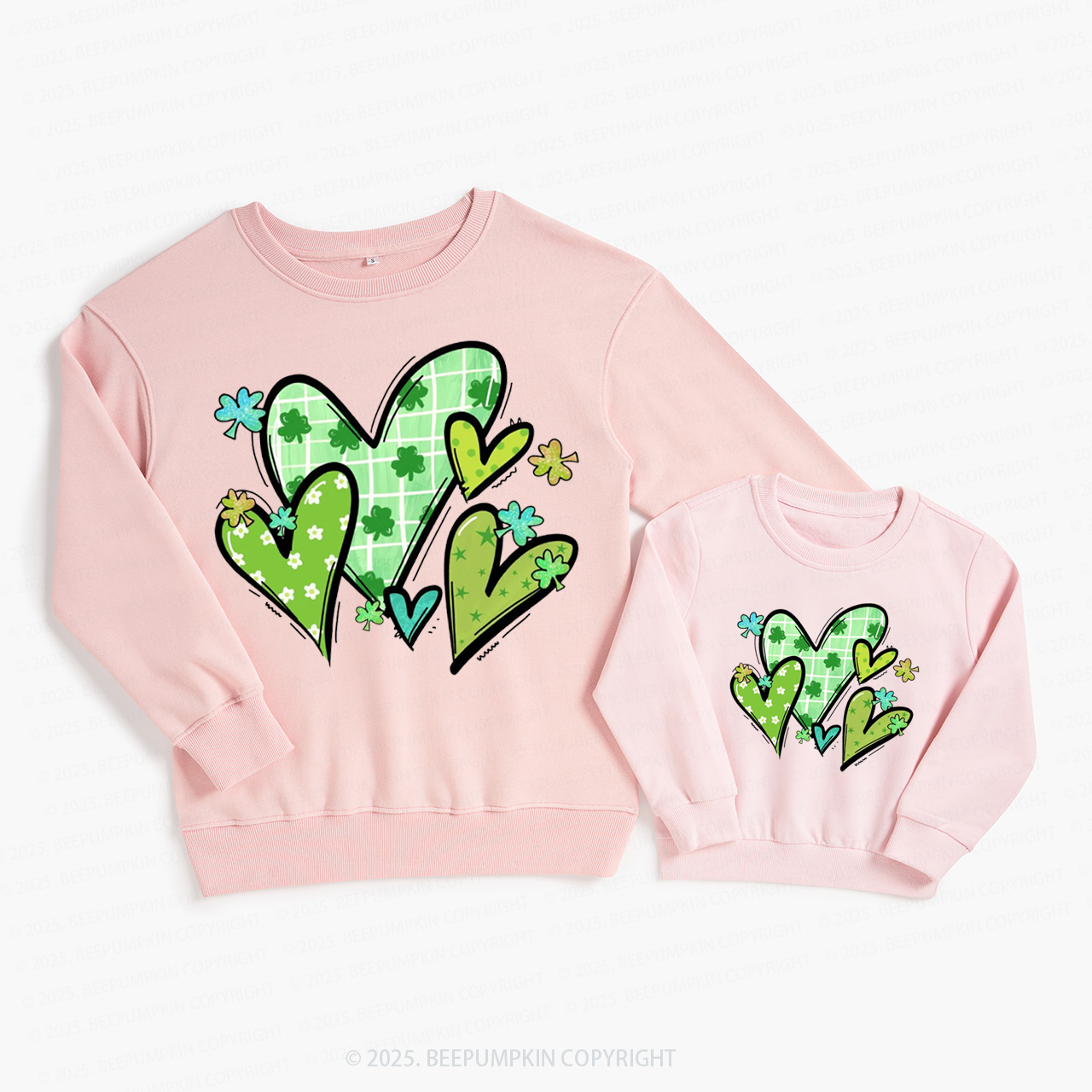 St.Patricks Day Hearts Family Matching Sweatshirts