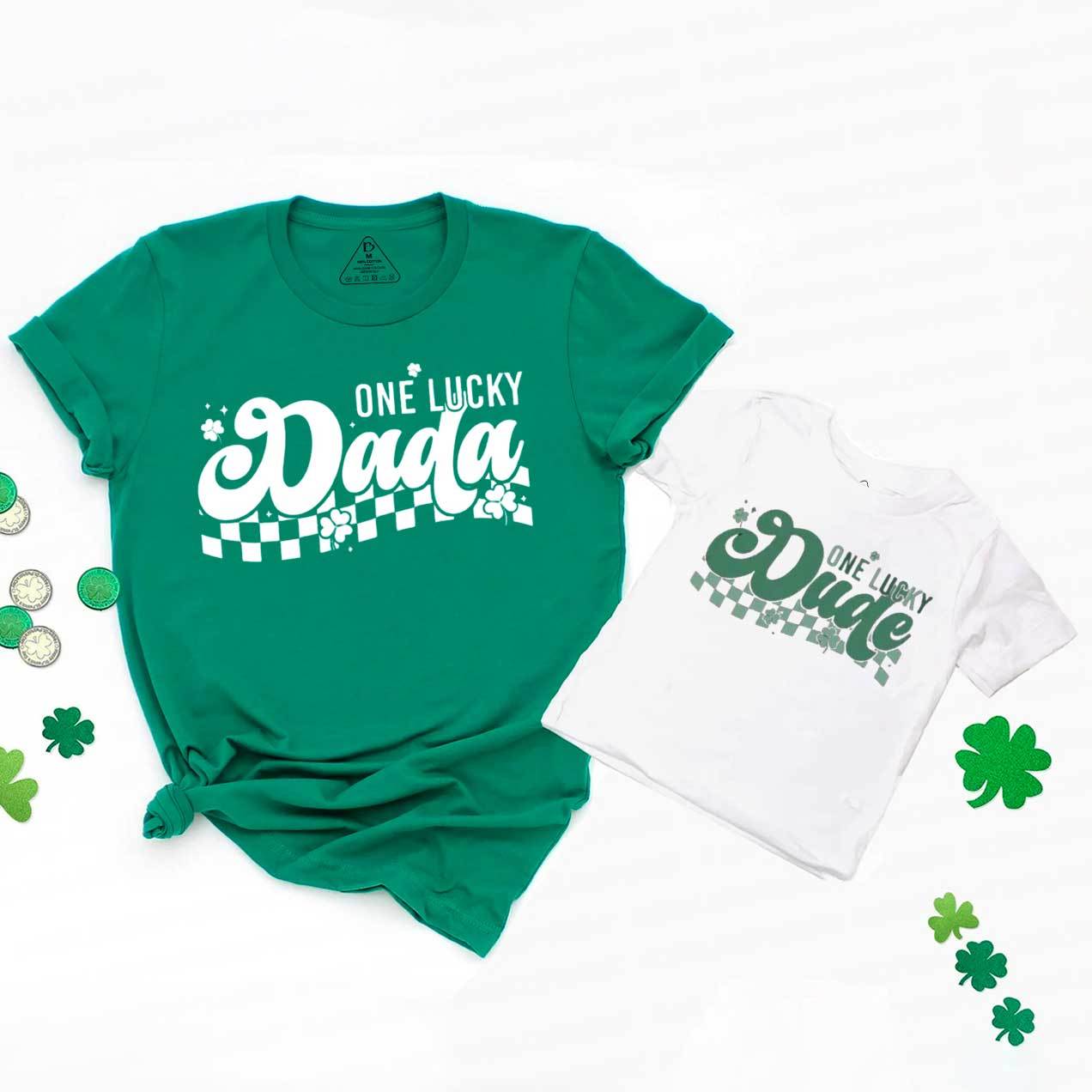 Personalized One Lucky Dude St.Patricks Day Family Matching T-Shirts Beepumpkin
