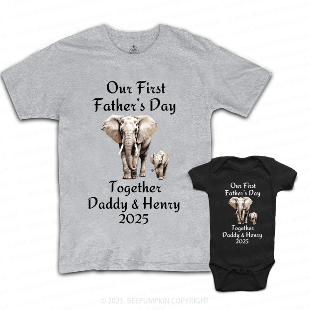Custom Our First Father's Day Together Daddy And Me Matching Shirt