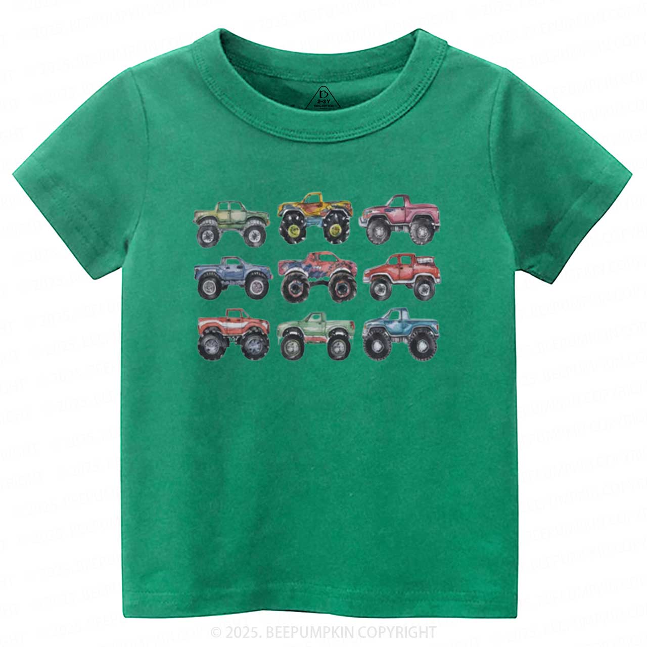 Retro Monster Trucks In A Row Toddler&Kid's Tees Beepumpkin