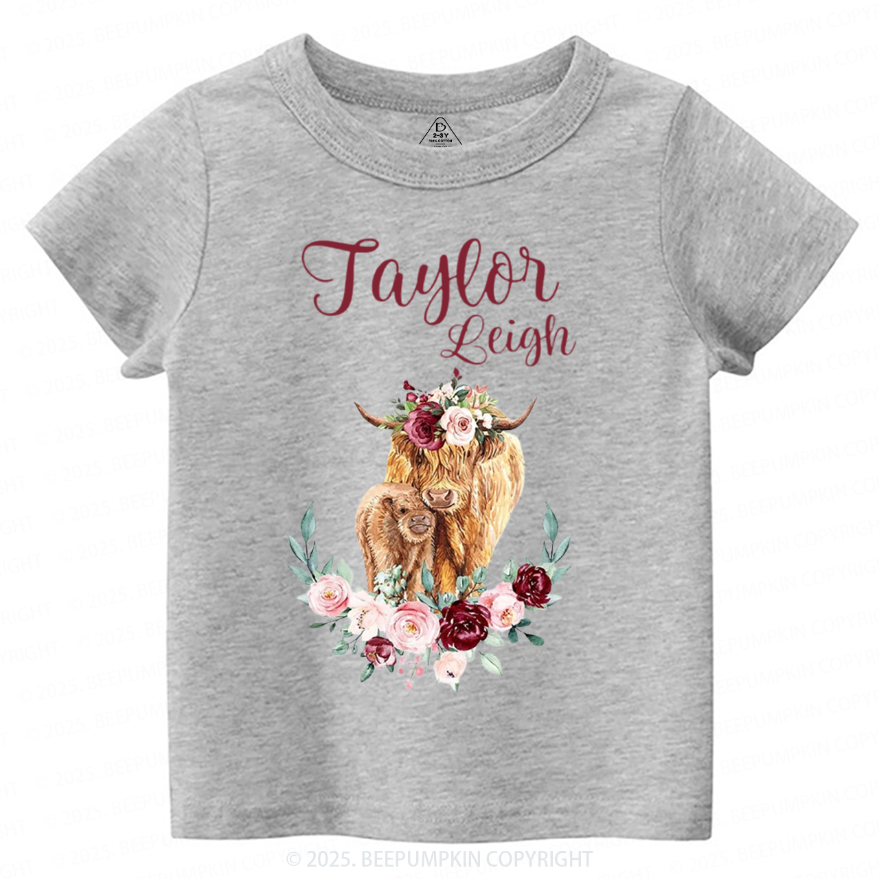 Personalized Name Highland Cow Baby Toddler&Kid's Tees Beepumpkin