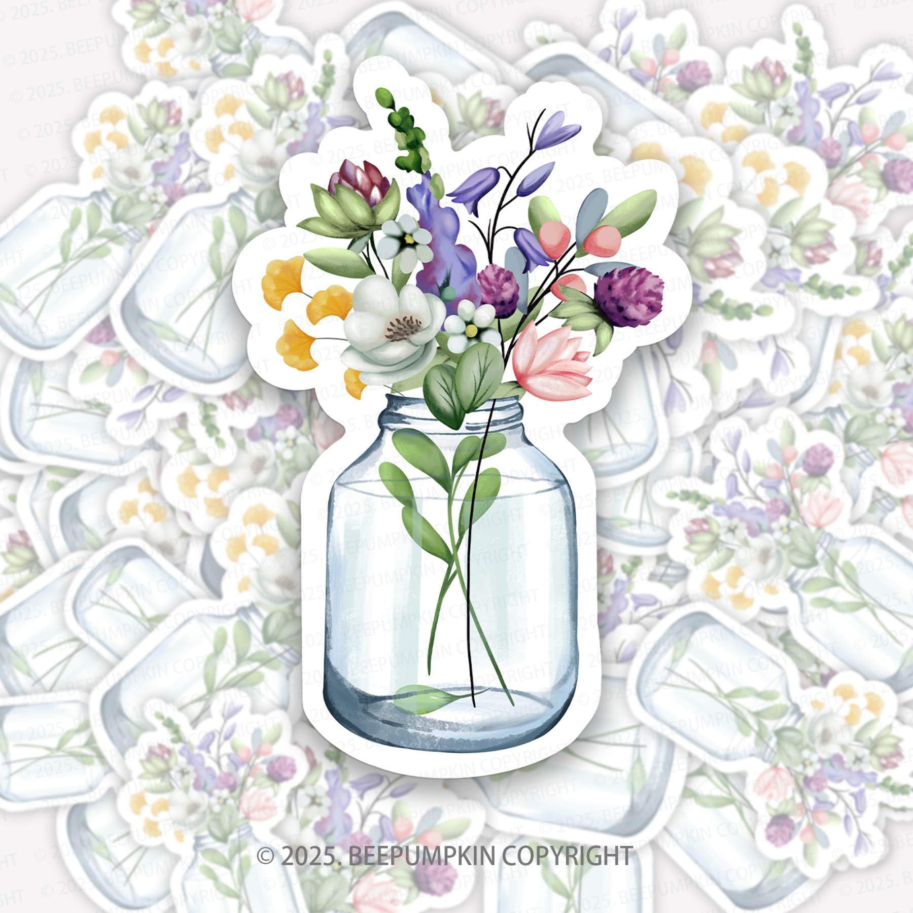 Water Bottle Floral Stickers