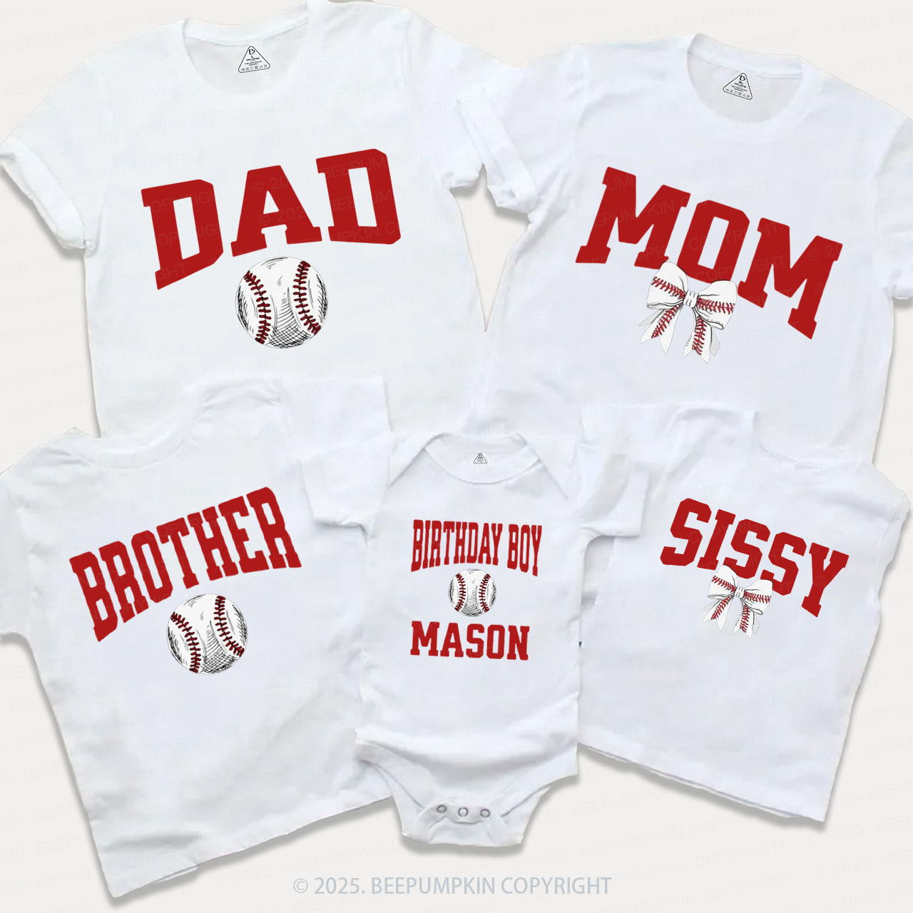Baseball Birthday Family Matching Tees Beepumpkin