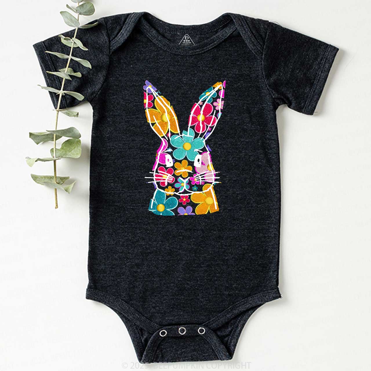 Bright Floral Bunny Easter Bodysuit Beepumpkin
