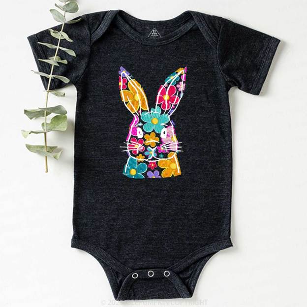 Bright Floral Bunny Easter Bodysuit Beepumpkin