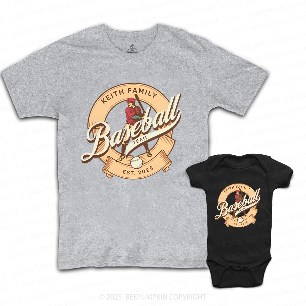 Personalized Baseball Team Dad&Me Matching Shirts