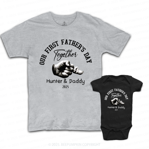 Our First Fathers Day Fist Bump Daddy And Me Matching Shirt