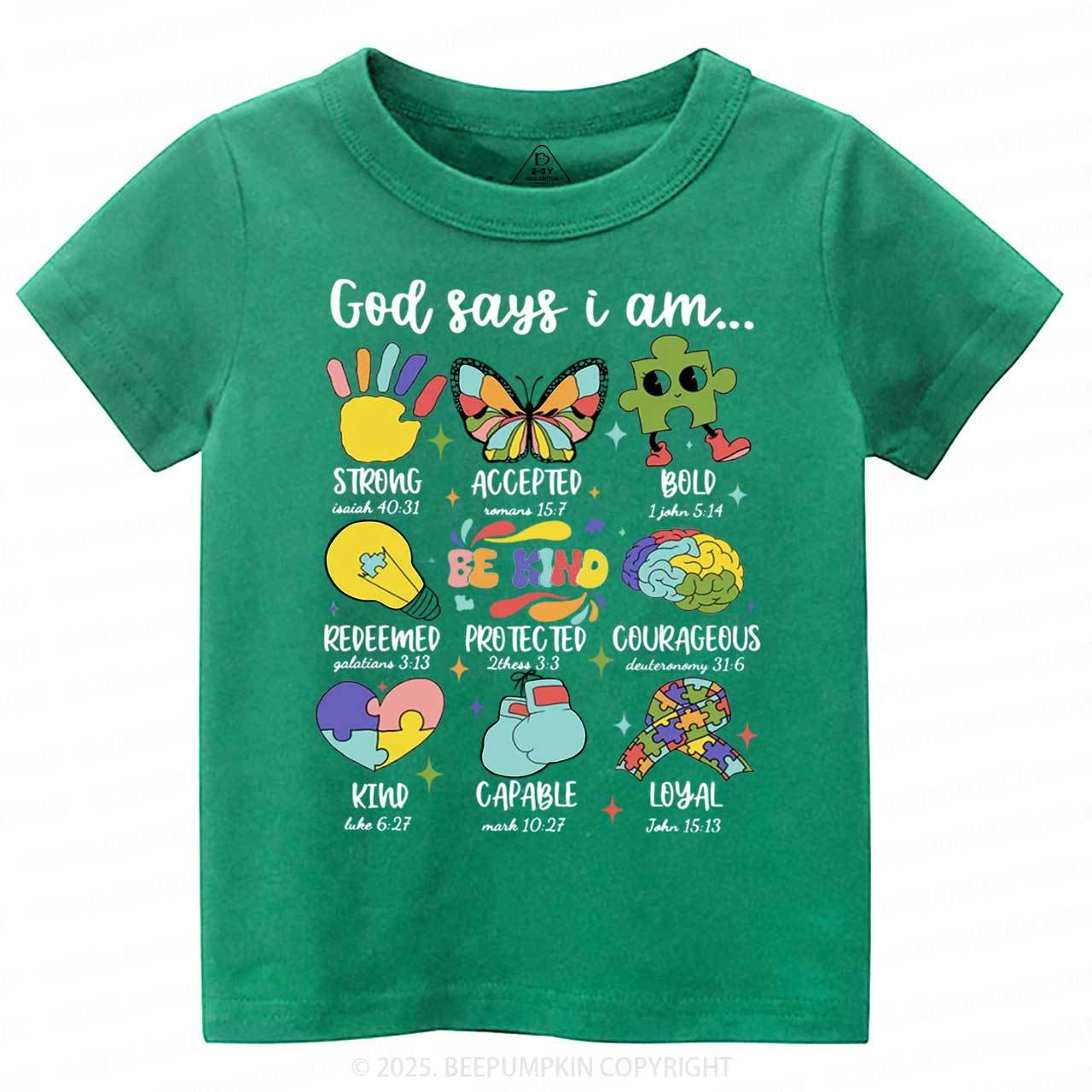 God Says I Am Toddler&Kid's Tees Beepumpkin