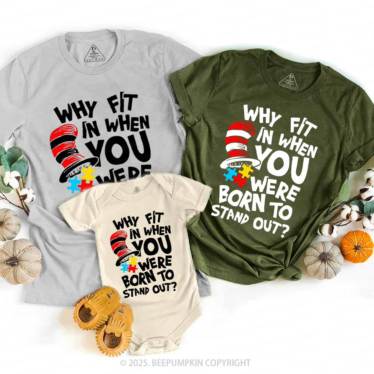 Why Fit In When You Were Born To Stand Out Family Matching Tees Beepumpkin