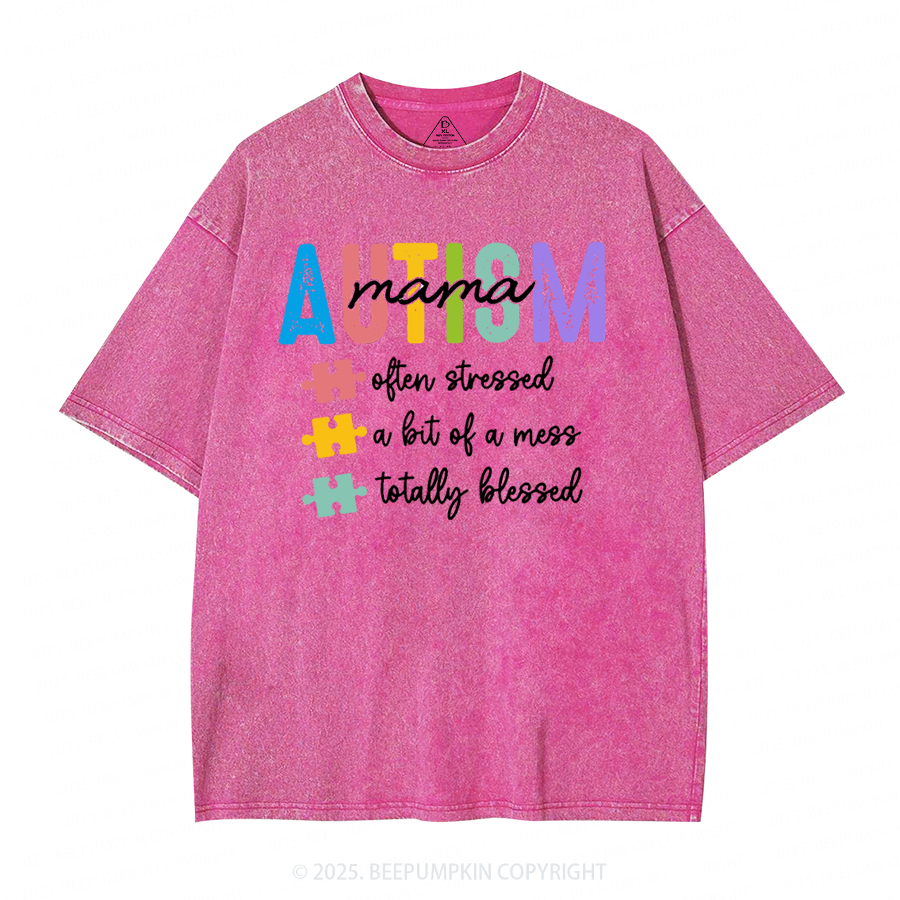 Awareness Autism Mama Washed T-Shirts
