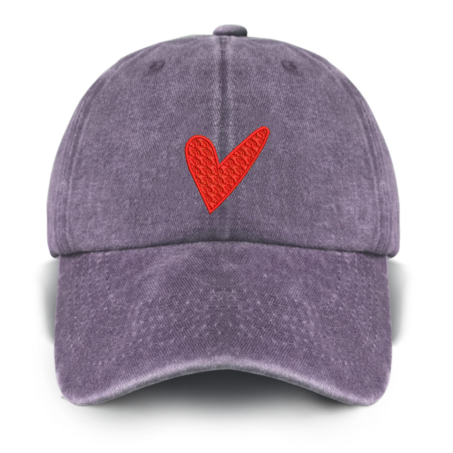 Red Love Heart Washed Baseball Cap For Kids