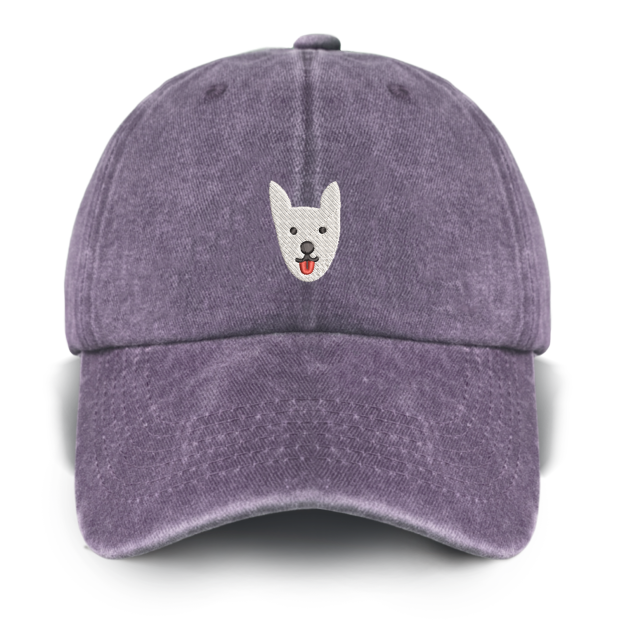 Embroidered White Dog Washed Baseball Cap For Kids