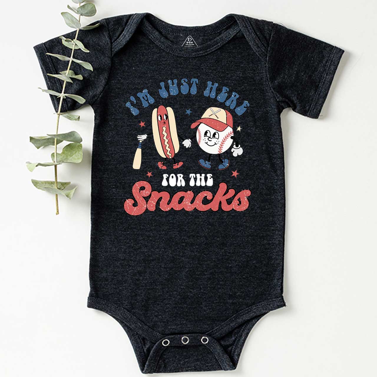 I'm Just Here For The Snacks Baseball Bodysuit Beepumpkin