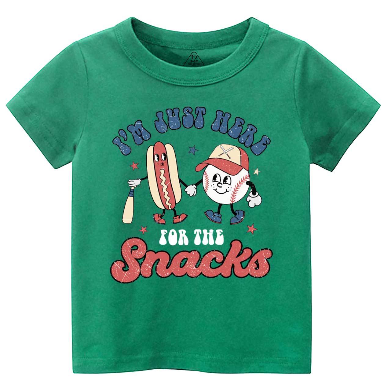 I'm Just Here For The Snacks Baseball  Toddler&Kid's Tees Beepumpkin