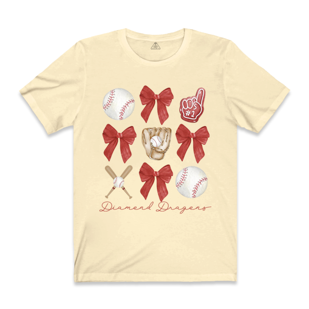 Personalized Bow Baseball Mama T-Shirts
