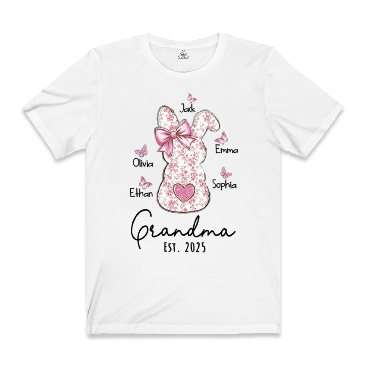 Personalised Pink Floral Butterfly Bunny Easter T-Shirt