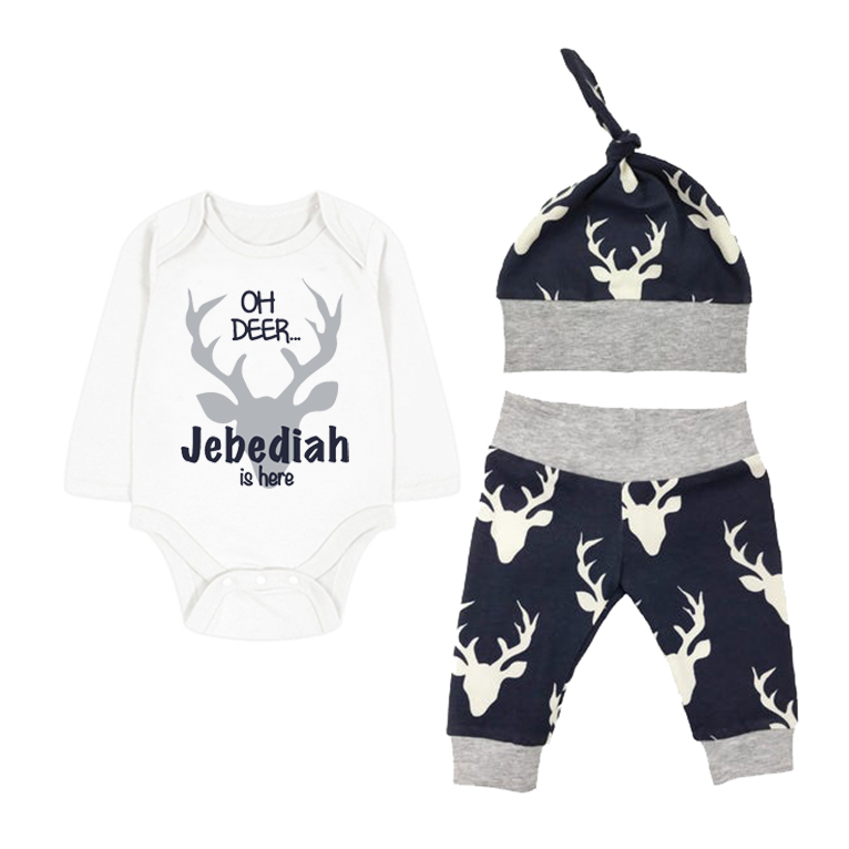Oh Deer Jebediah Is Here Personalized Name Elk Coming Home Outfit Sets