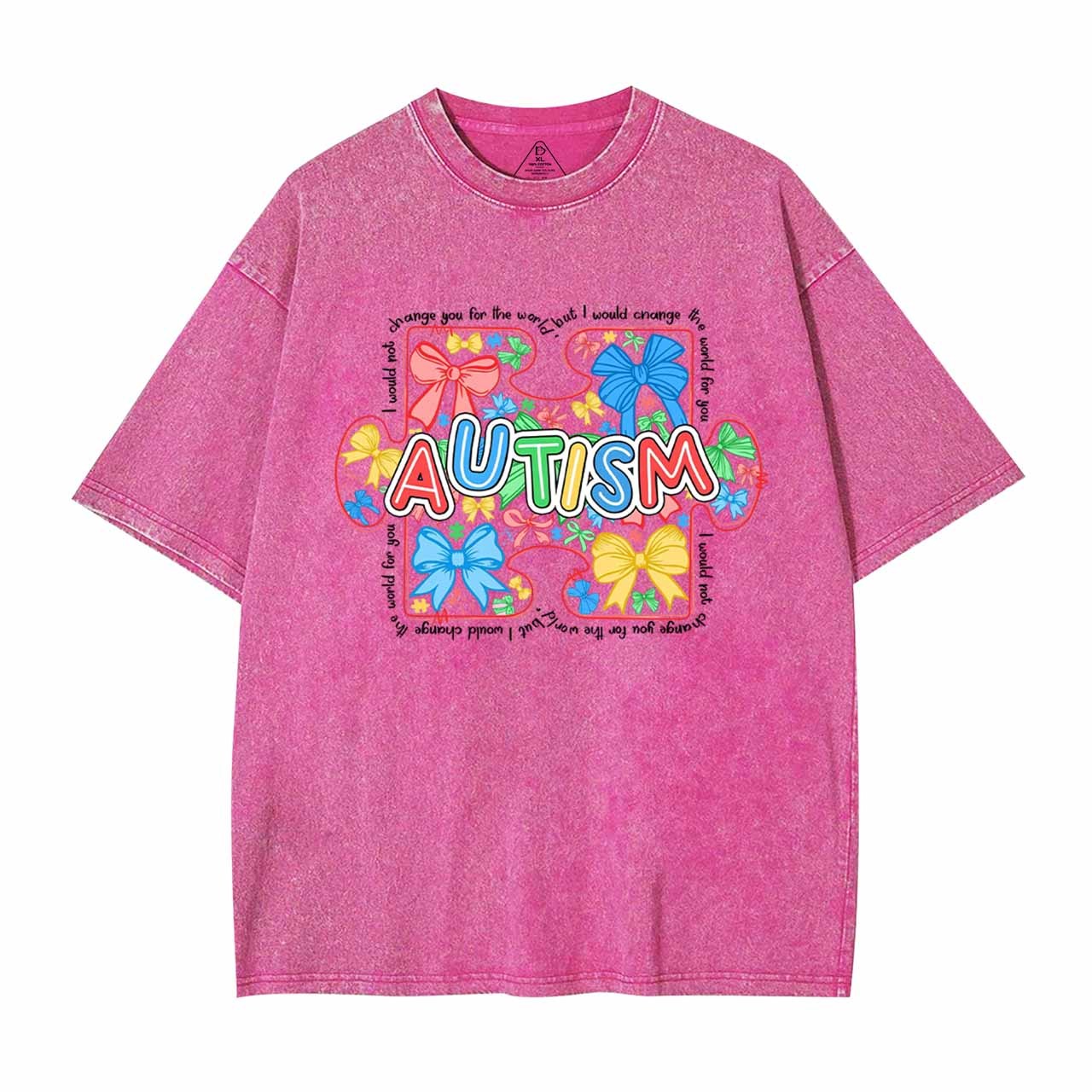 Autism Awareness Coquette Mama Washed T-Shirts