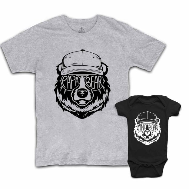 Personalized Bear Sunglass Dad&Me Matching Shirts 