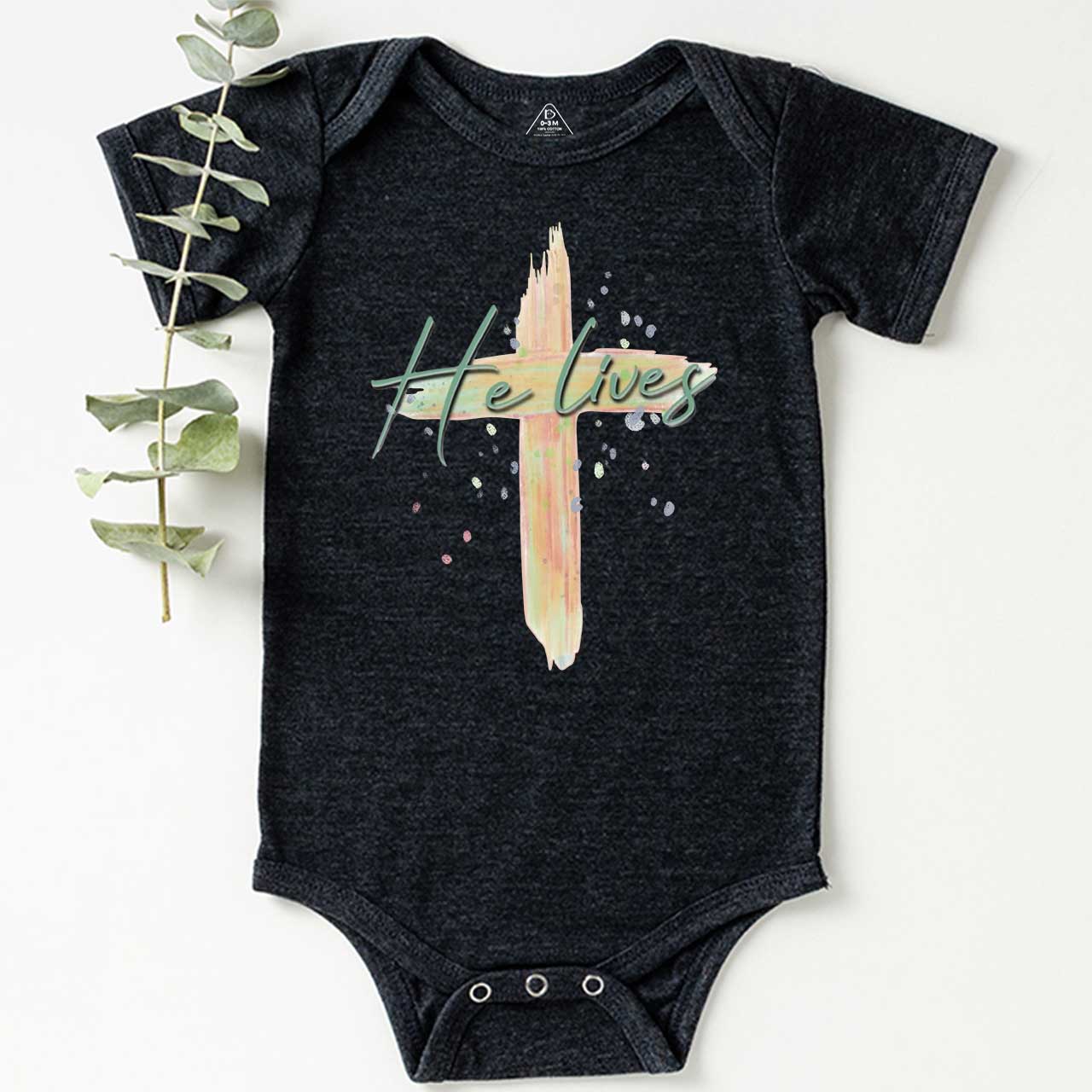 He Lives Natural Bodysuit Beepumpkin