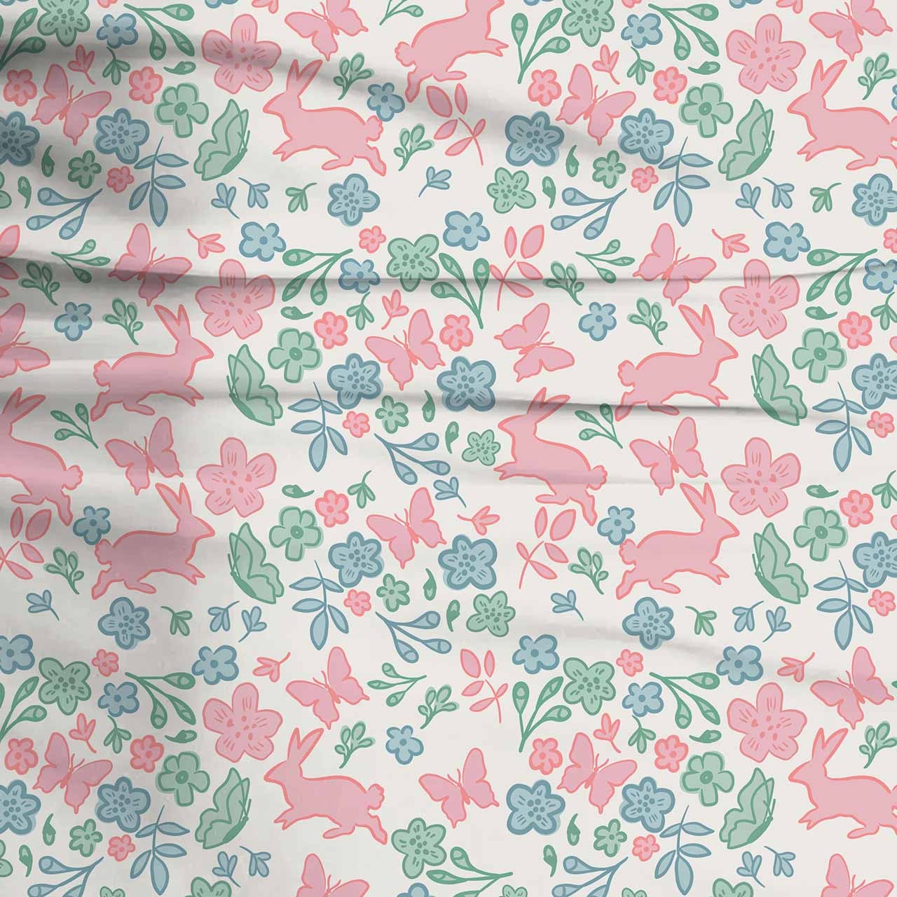 Pink And Blue Easter Floral Two-Piece Pajama Set For Kids