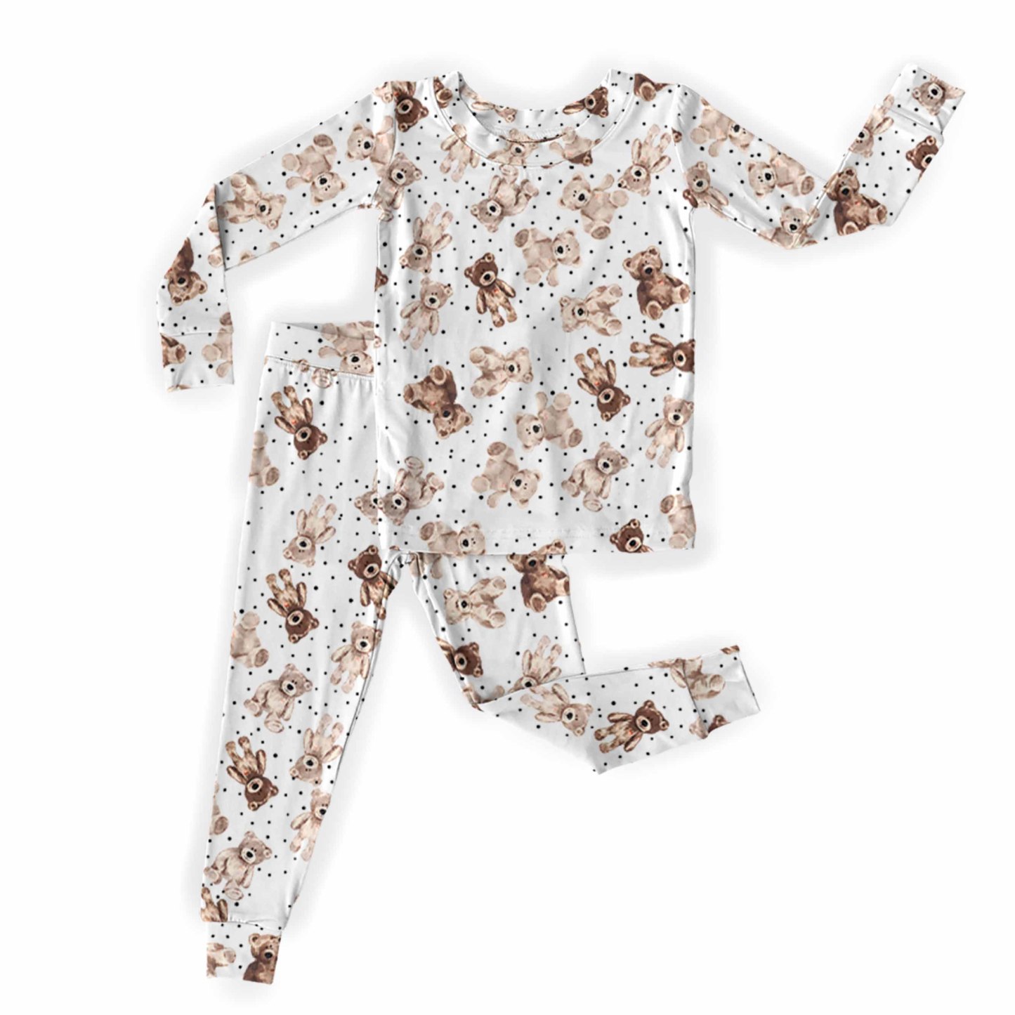 Brown Plush Bear Two-Piece Pajama Set For Kids