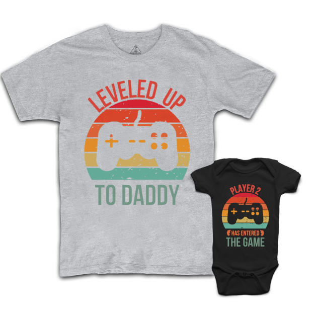 Leveled Up To Daddy Player 2 Has Entered The Game Dad&Me Matching Shirts