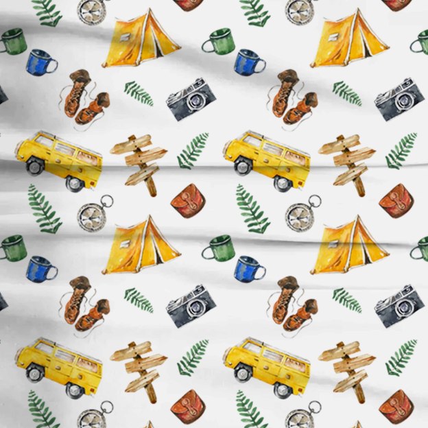 Watercolor Travel Two-Piece Pajama Set For Kids