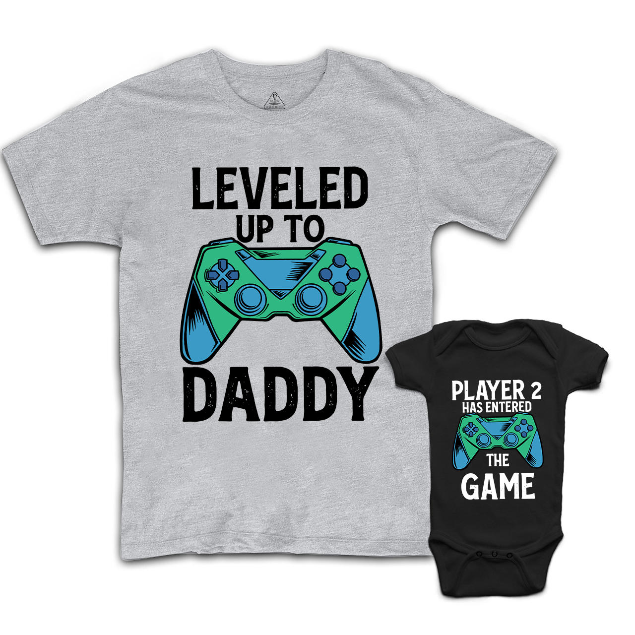 Leveled Up Dad And Son Matching Gift T-Shirts
