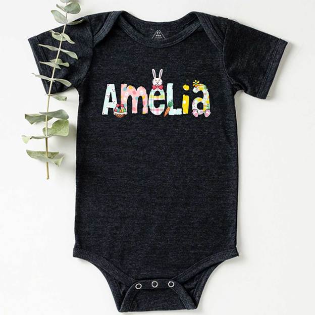 Personalized Easter Alphabet Name Bodysuit Beepumpkin