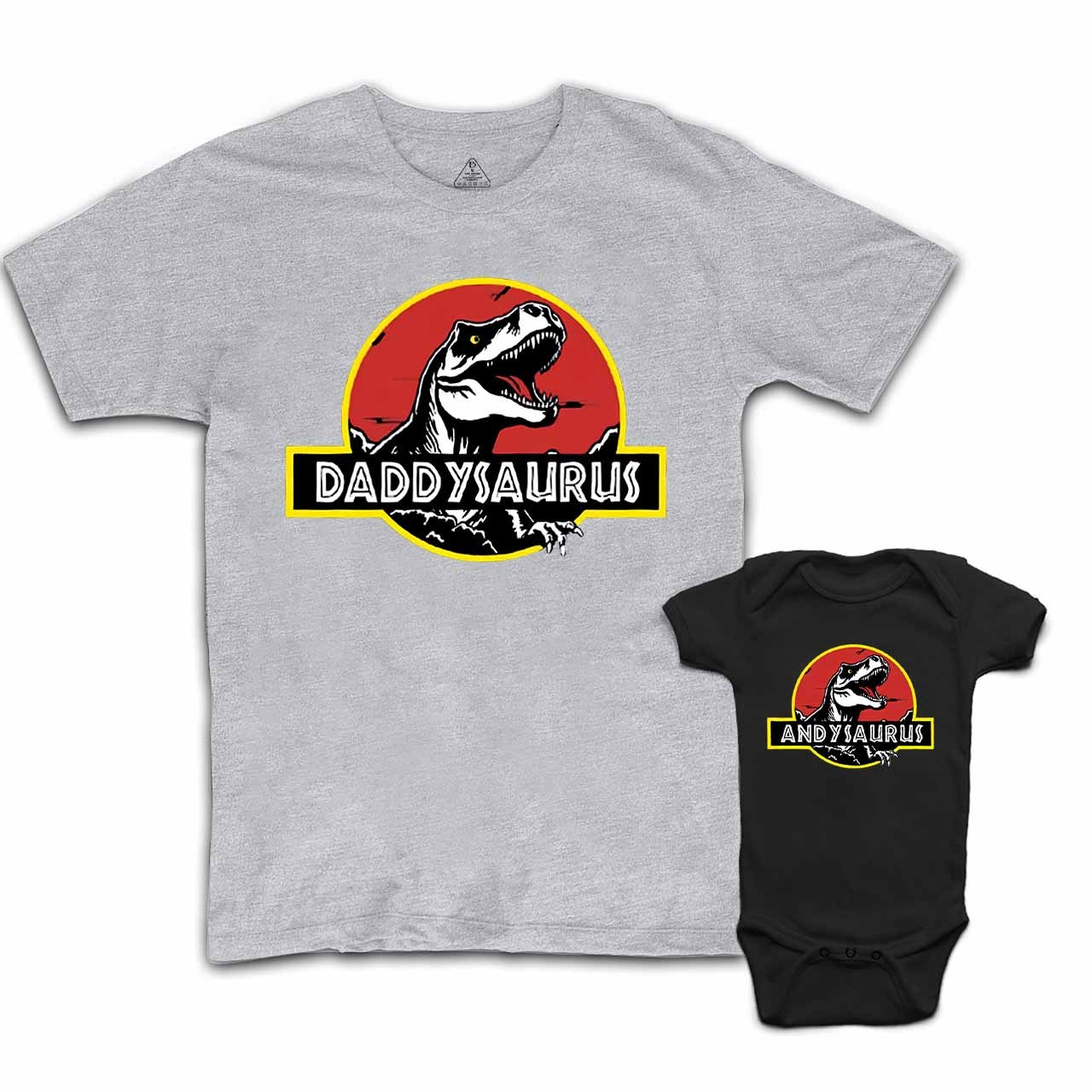 Personalised Name-saurus Dad&Me Matching Shirts