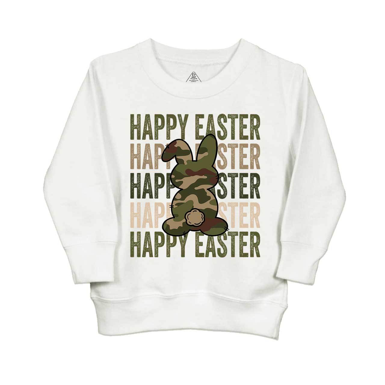 Easter Camouflage Happy Bunny Easter Kid's Sweatshirt